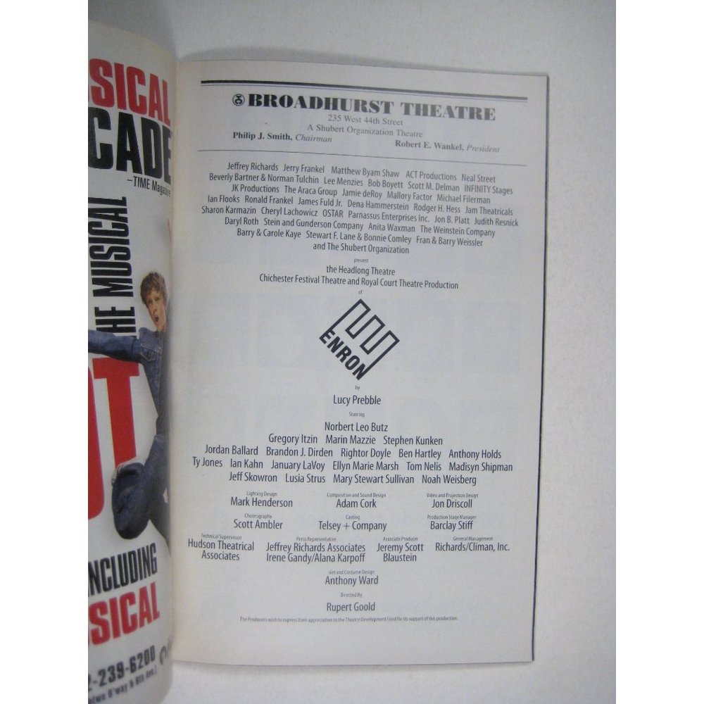 Enron Broadhurst Theatre Playbill May 2010 Butz Mazzie Kunken - Picture 3 of 7